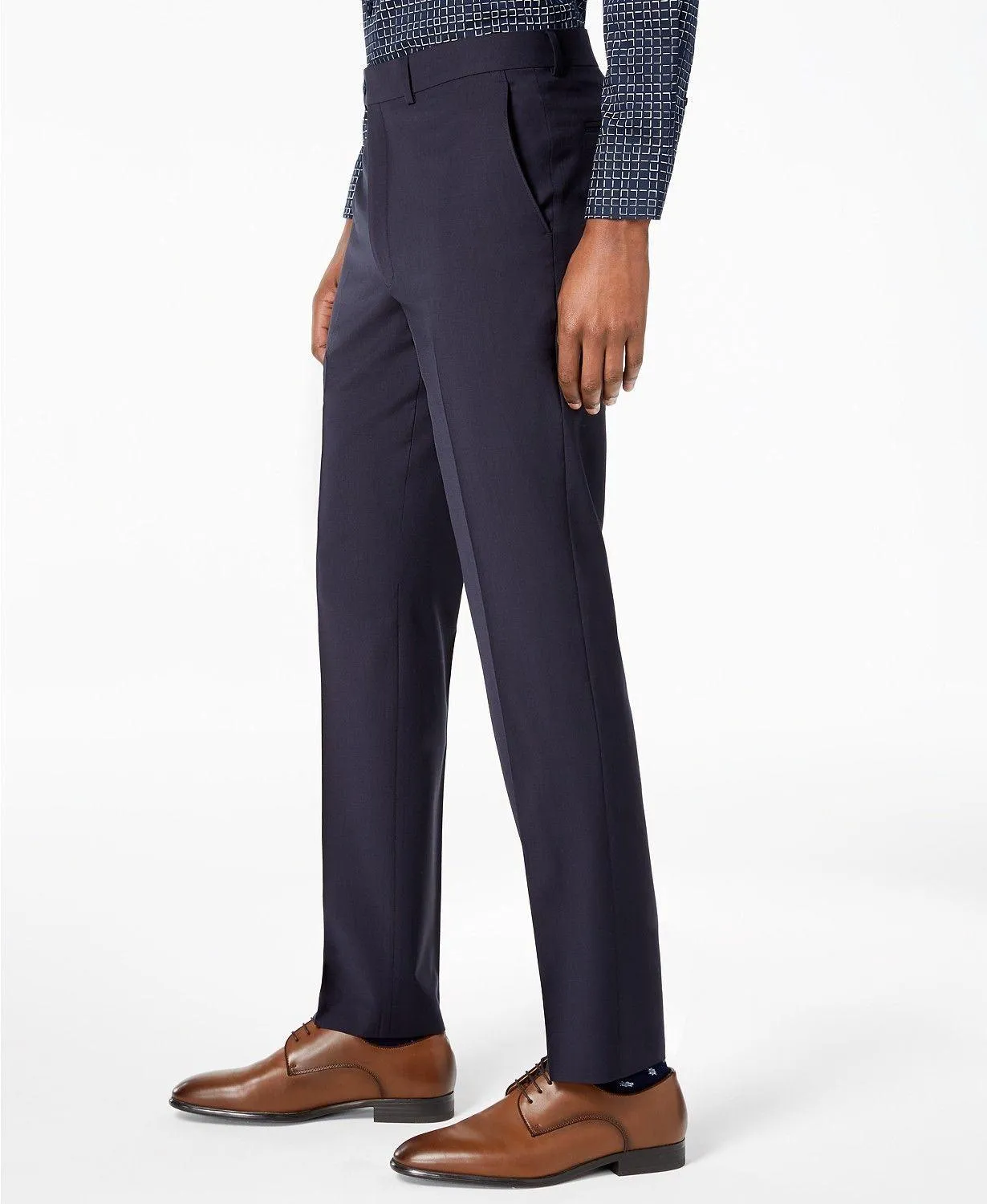 Calvin Klein Mens Skinny fit Dress Pants 30 / 30 Navy Blue Solid