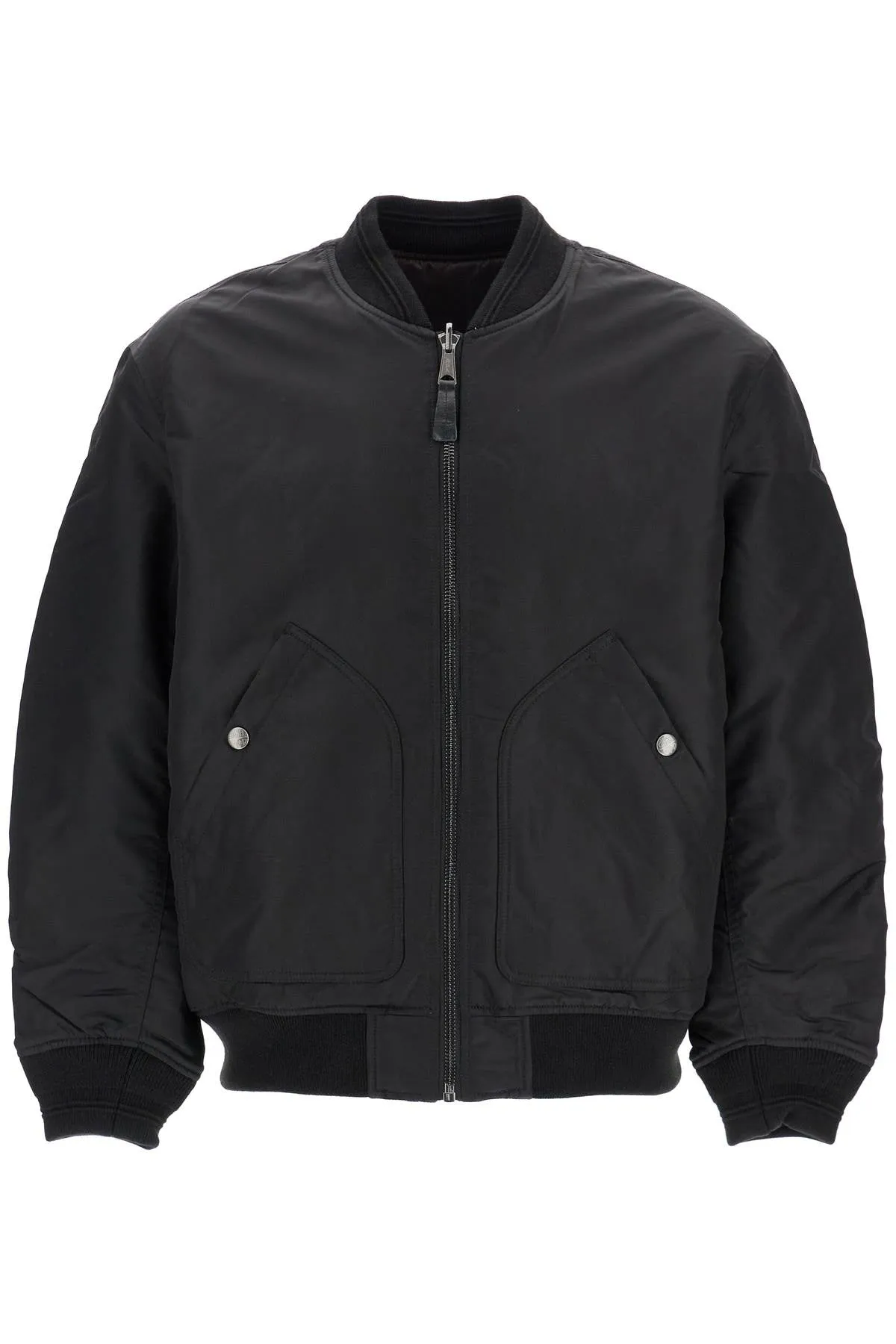 classic black nylon bomber jacket with zip and side pockets A14408 0HCAS DEEP/BLACK