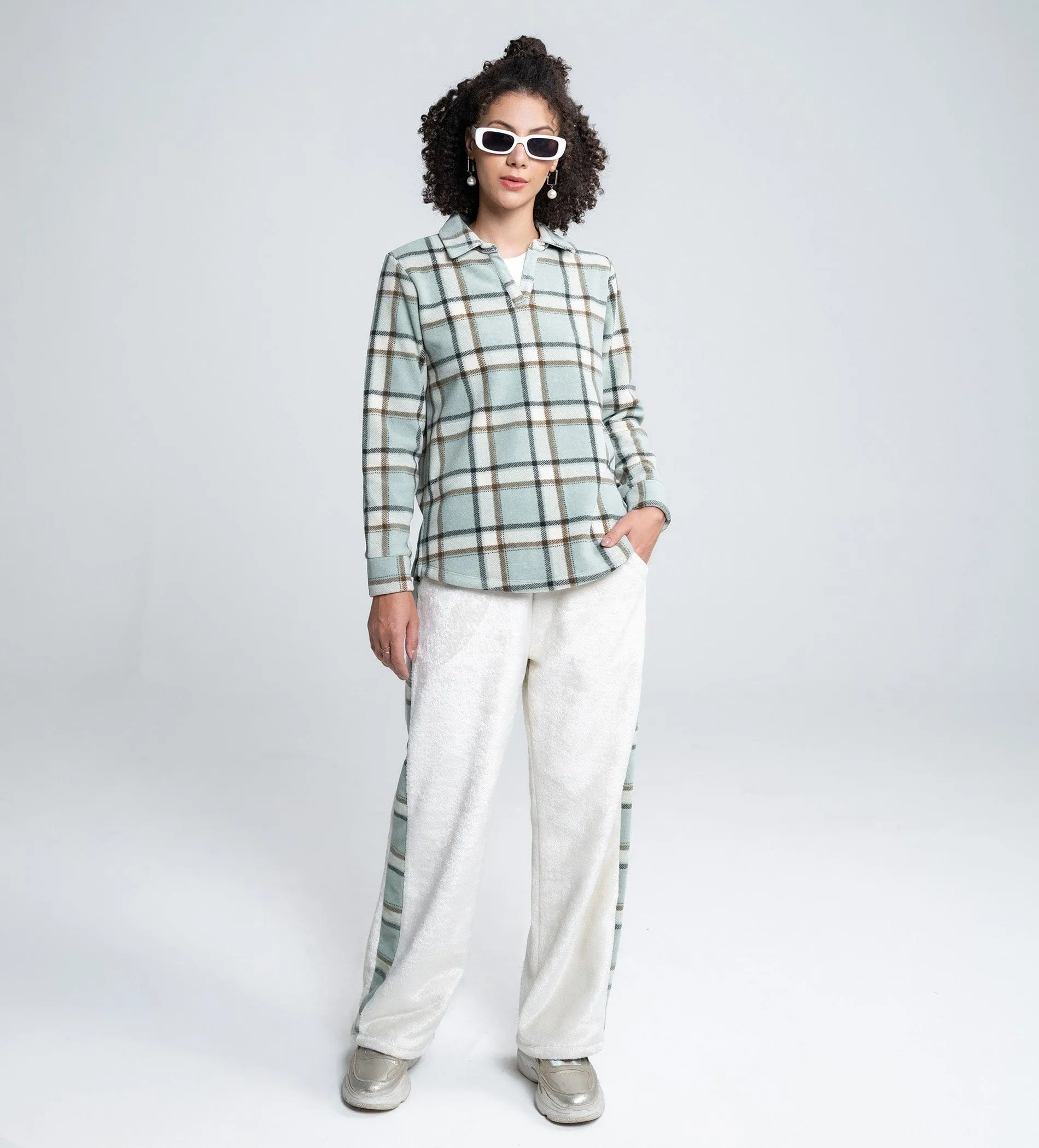 Cozy Flannel Wide-Leg Trackpant
