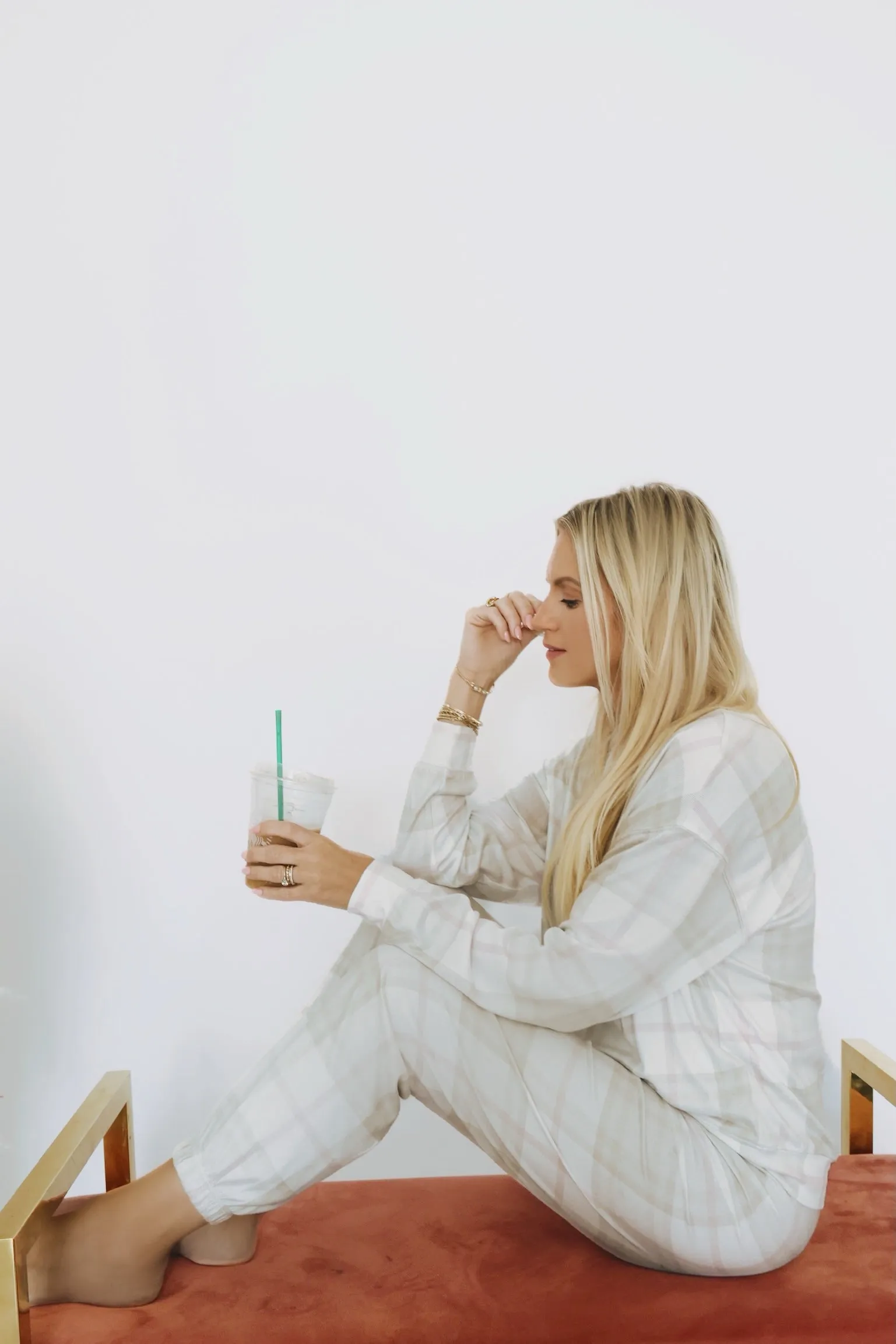 Cozy Plaid Set - Sea Salt