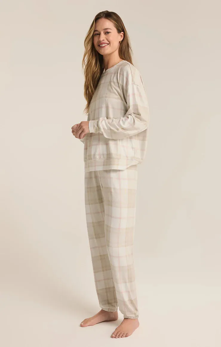 Cozy Plaid Set - Sea Salt