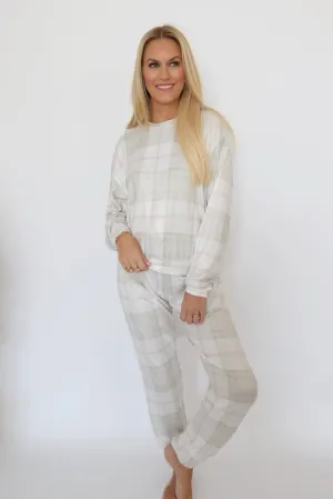 Cozy Plaid Set - Sea Salt