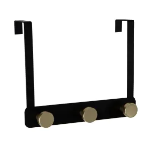 ELLE Home 3 Hook Iron over the Door Hook in Matte Black and Gold