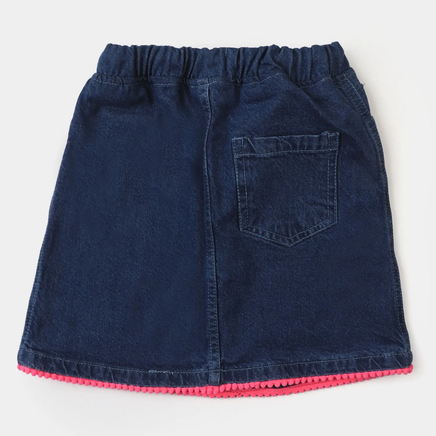 Girls Denim Rib Skirt - Mid Blue