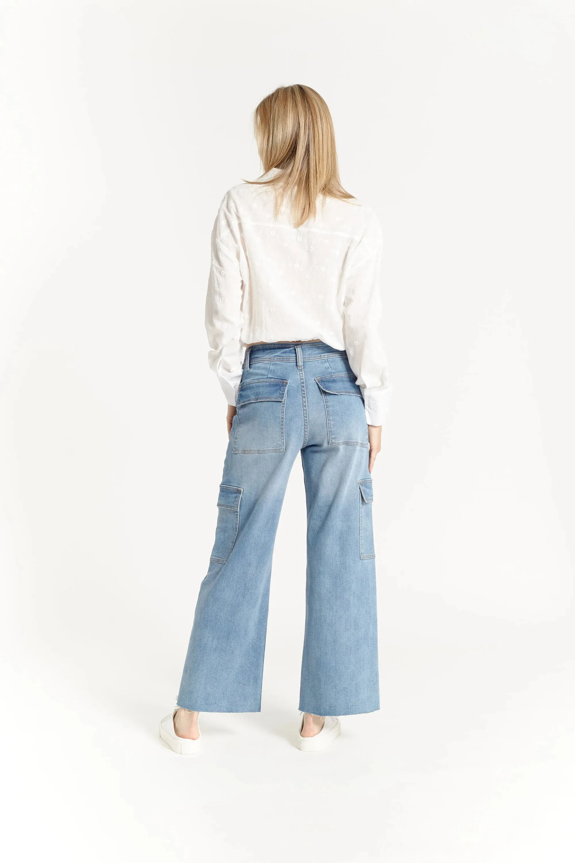 HIGH RISE RAW HEM CARGO PANT