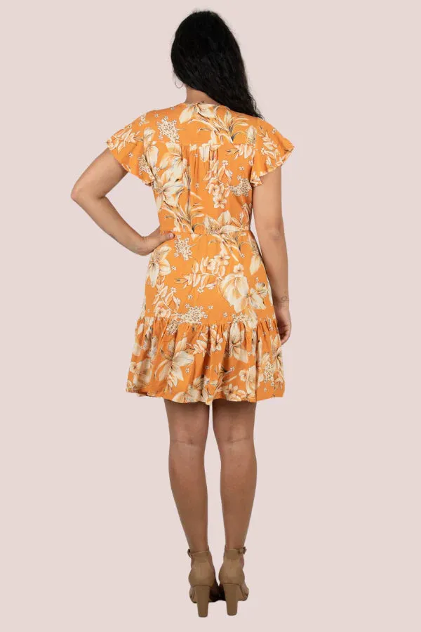 Jar of Hearts Hawaiin Breeze Honey Twiggy Dress Orange Floral M