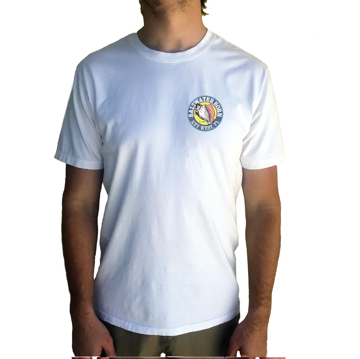 Key West, Florida Circle Logo Saltwater Born Tee
