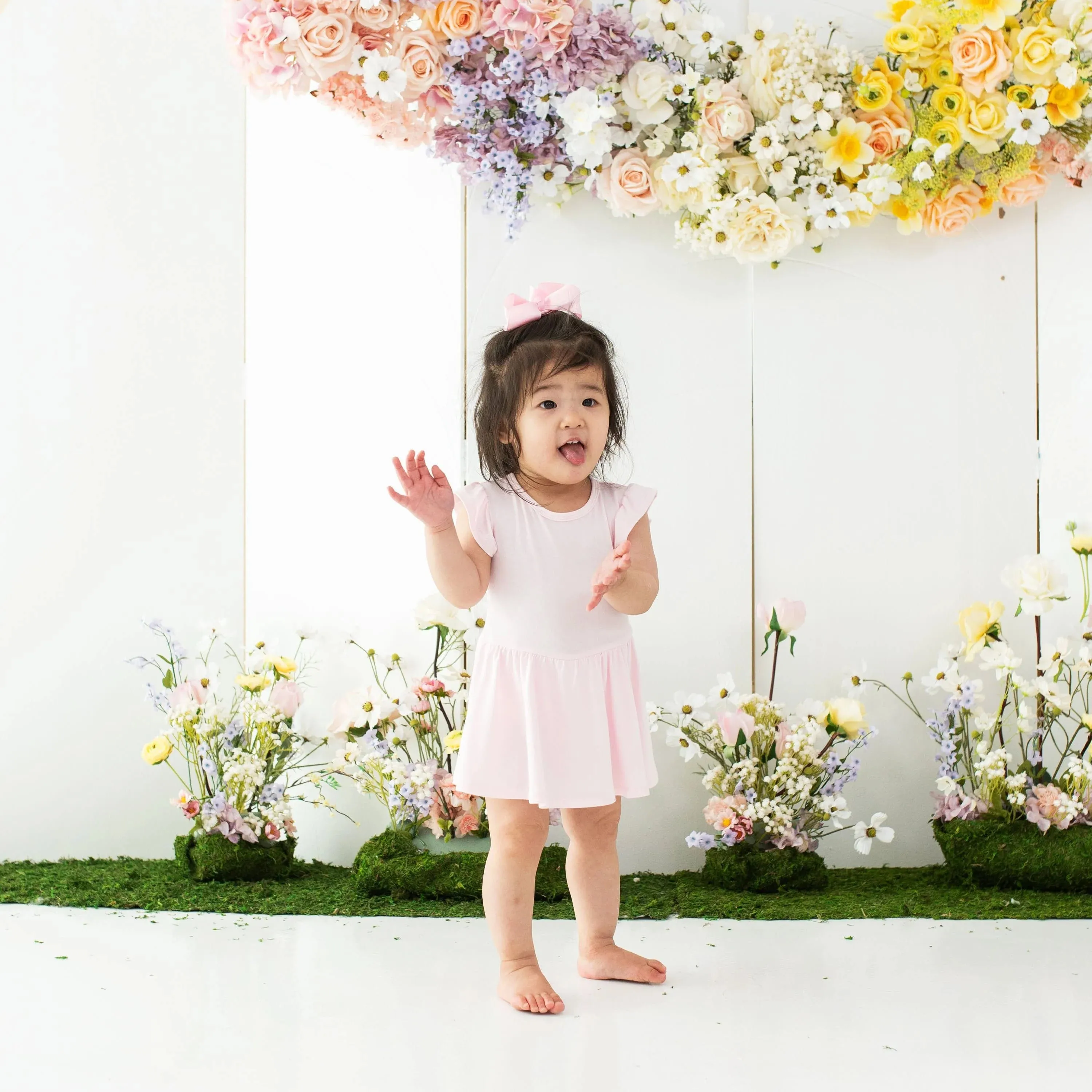 Kyte Baby Short Sleeve Twirl Bodysuit Dress - Sakura