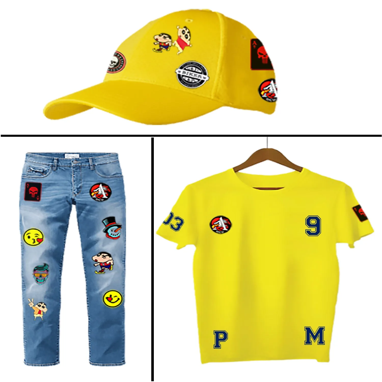 Lazychunks Printed Super Mario Characters Patches Combo Small for Clothes Jackets Pants Jeans Bags Multicolour Different Iron Patches.Pack of 3