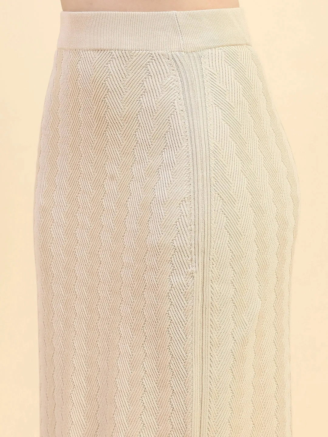 Light Beige Solid Viscose Blend Boxy Fit Co-ord Set