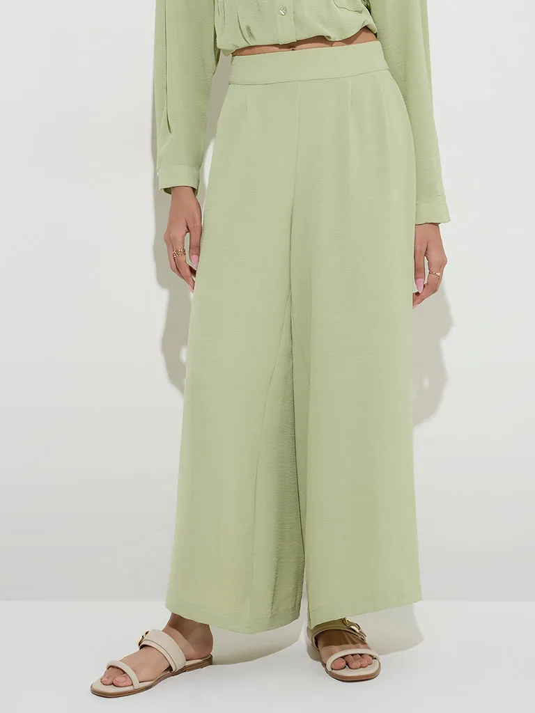 LOV Sage Solid High-Rise Pants