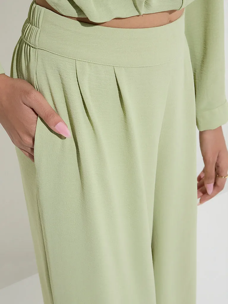 LOV Sage Solid High-Rise Pants