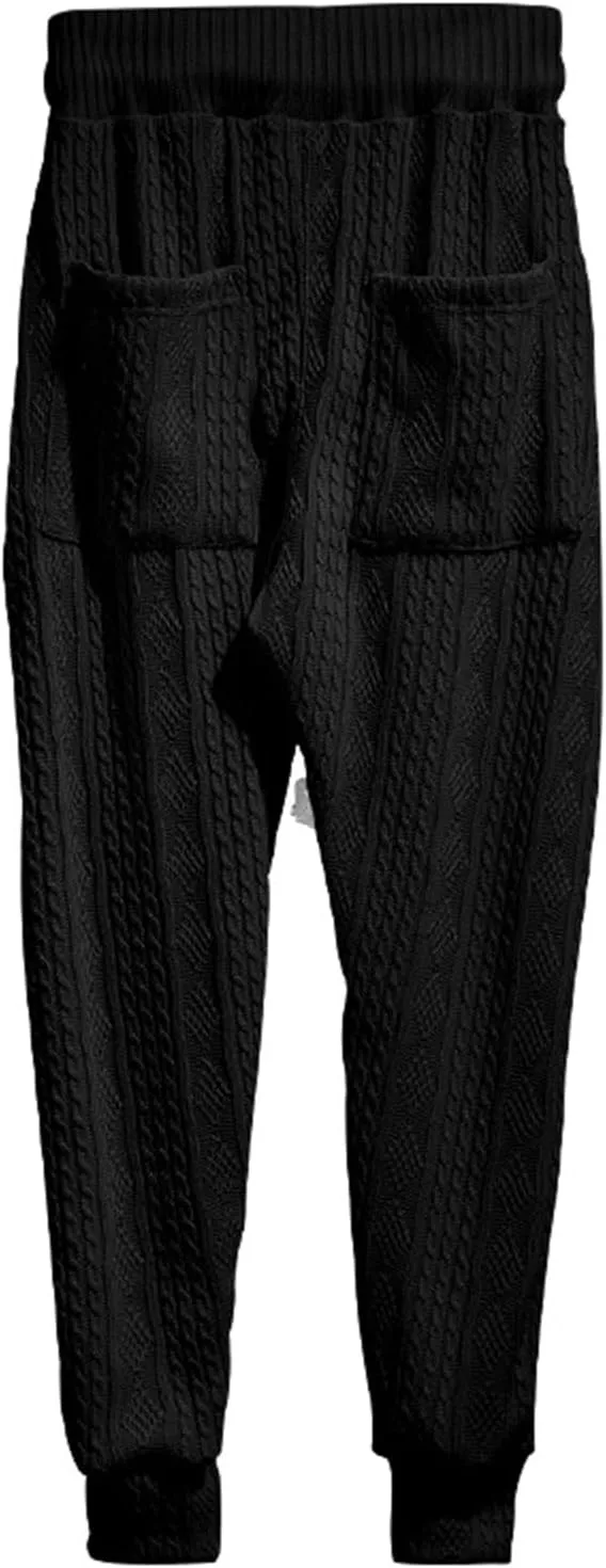 Men's Chino Harem Pants Fit Casual Pull-On Cotton Sweatpants Solid Colors Drawstring Waists for Outdoor Everyday