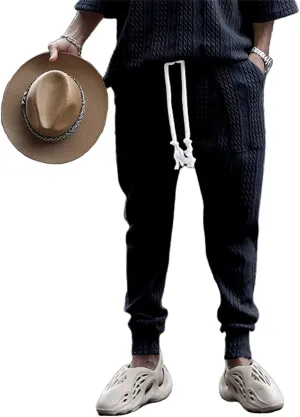 Men's Chino Harem Pants Fit Casual Pull-On Cotton Sweatpants Solid Colors Drawstring Waists for Outdoor Everyday