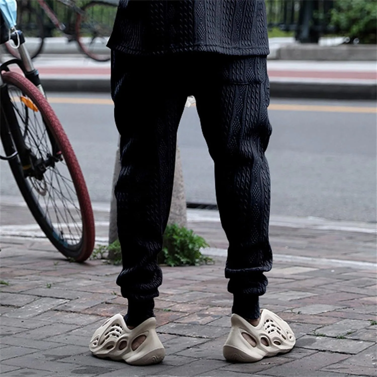 Men's Chino Harem Pants Fit Casual Pull-On Cotton Sweatpants Solid Colors Drawstring Waists for Outdoor Everyday