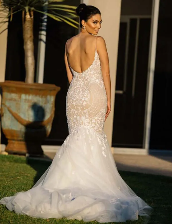 Mermaid Lace Sweetheart Neck Court Train Wedding Dresses, Bridal Dress, SW404