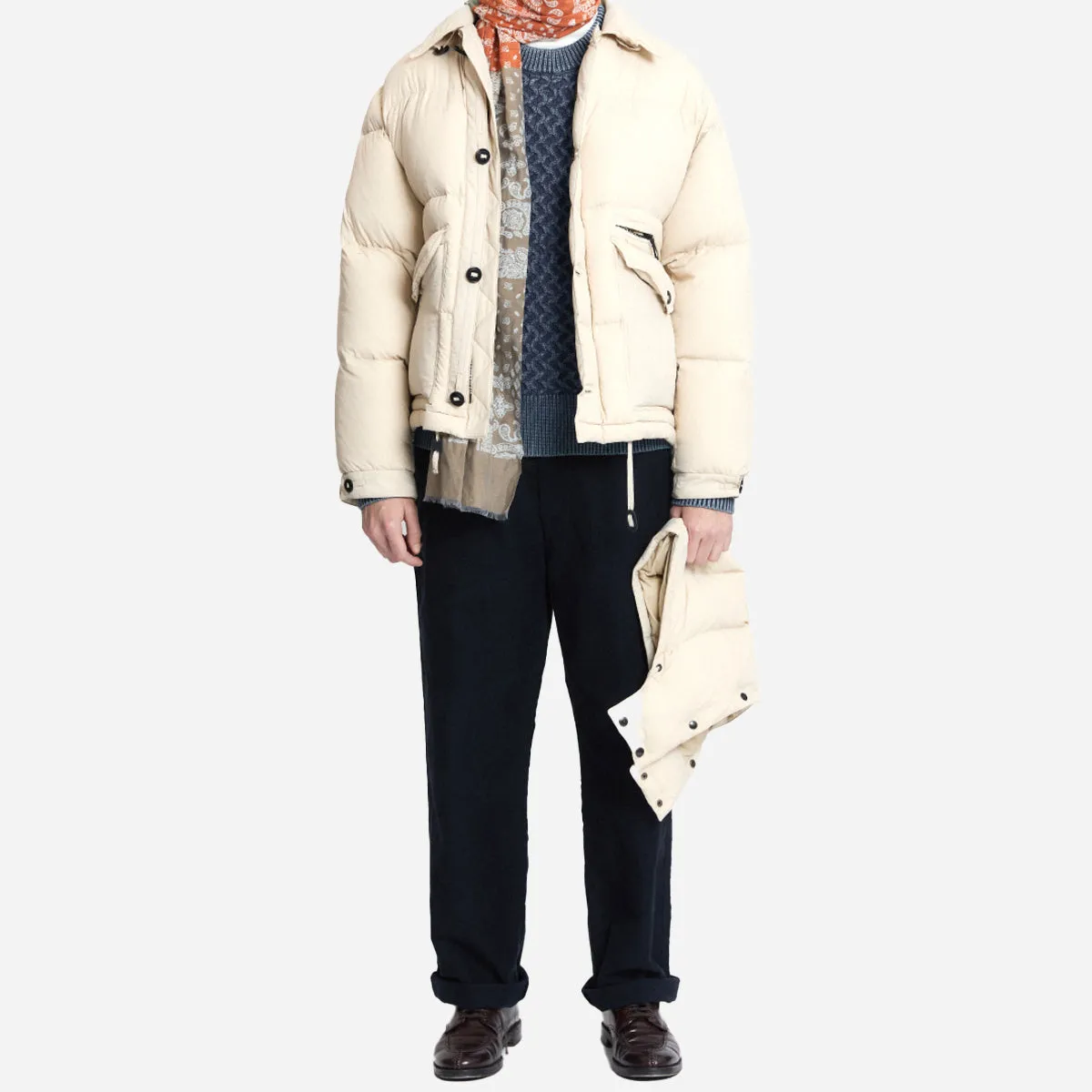 MK3 HOODED DOWN JUMPER JACKET - CREAM
