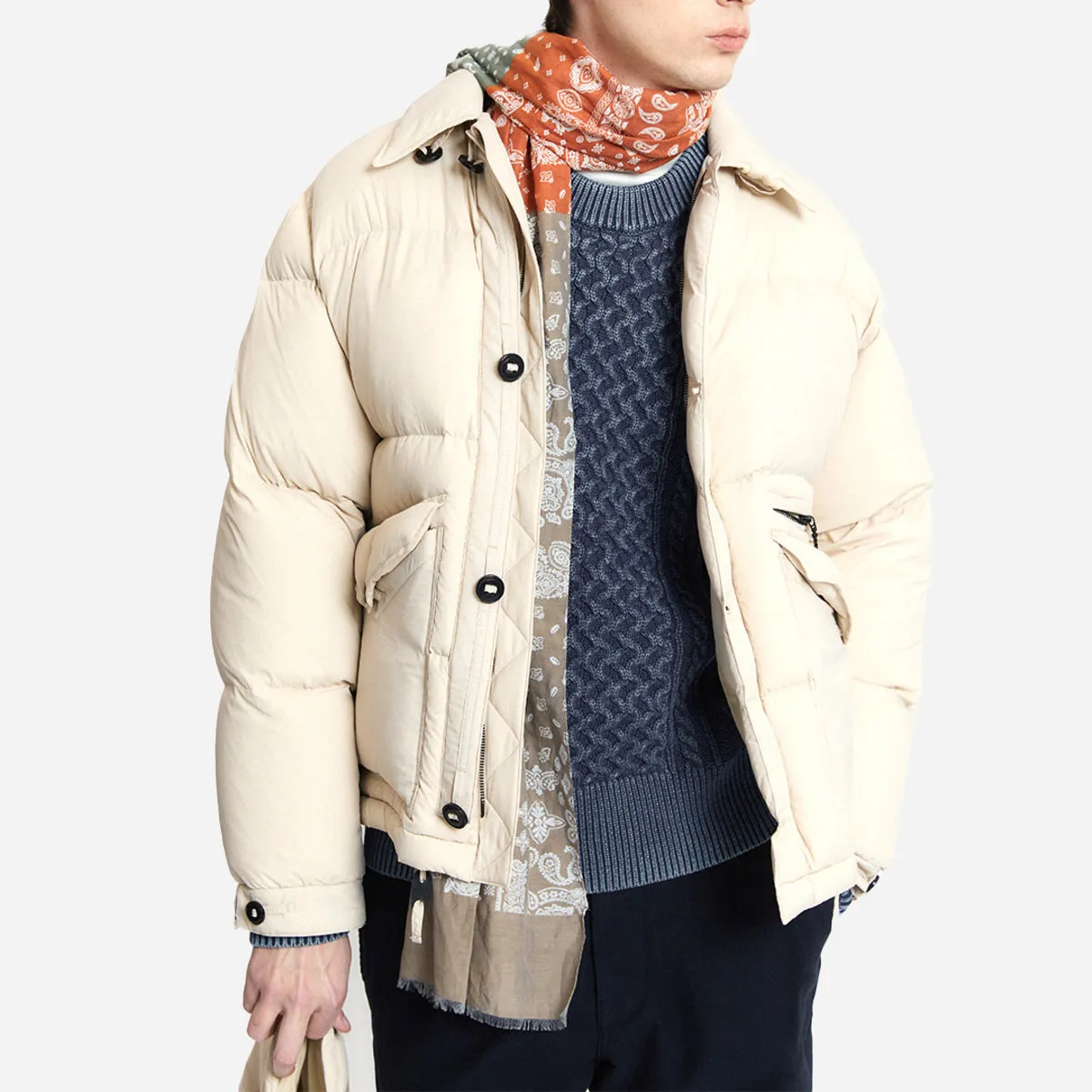 MK3 HOODED DOWN JUMPER JACKET - CREAM