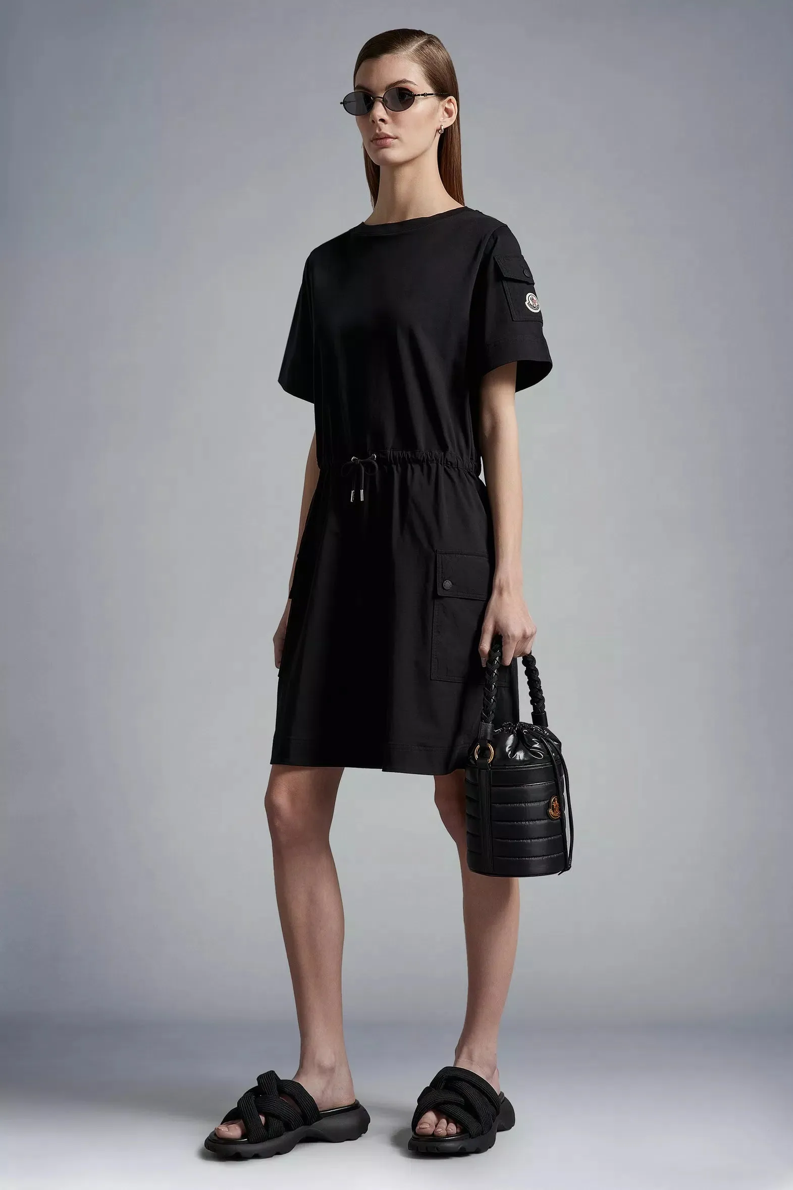 MONCLER T-SHIRT DRESS BLACK