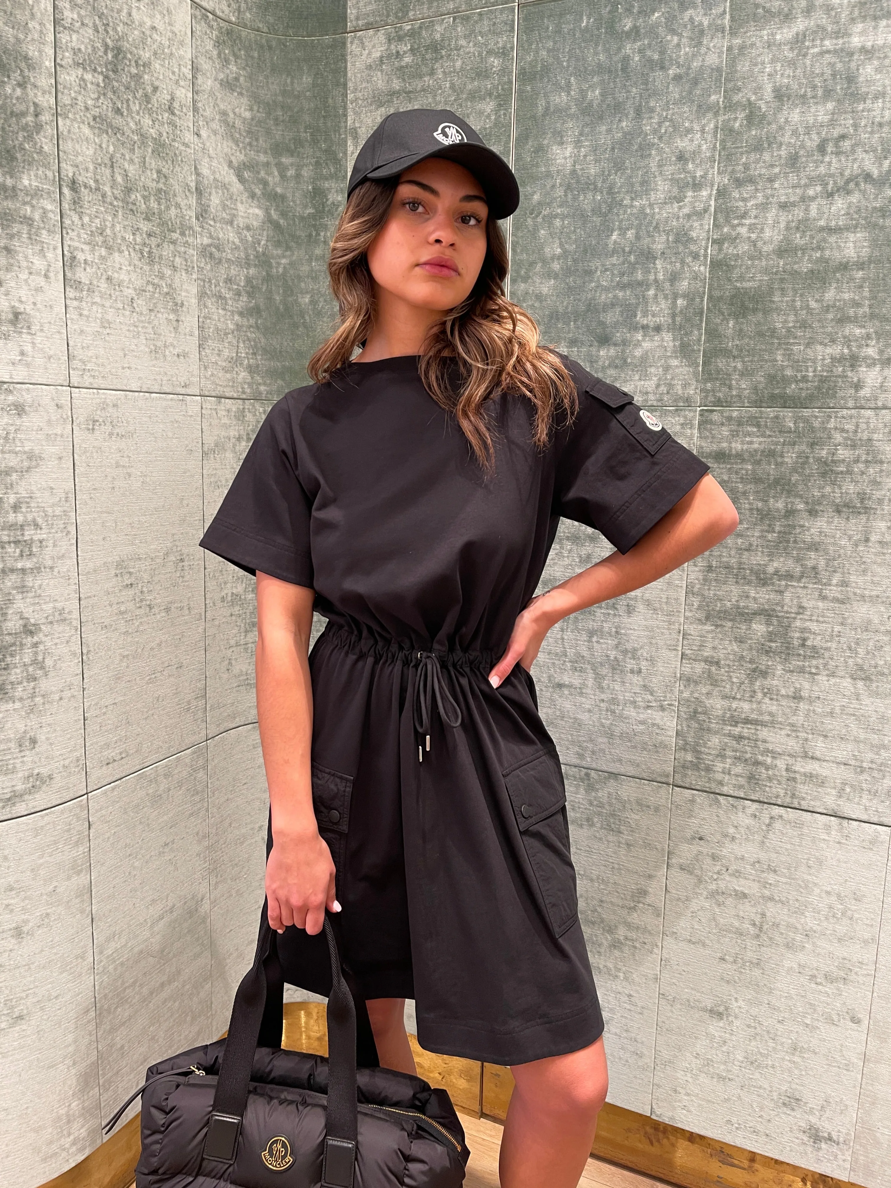 MONCLER T-SHIRT DRESS BLACK