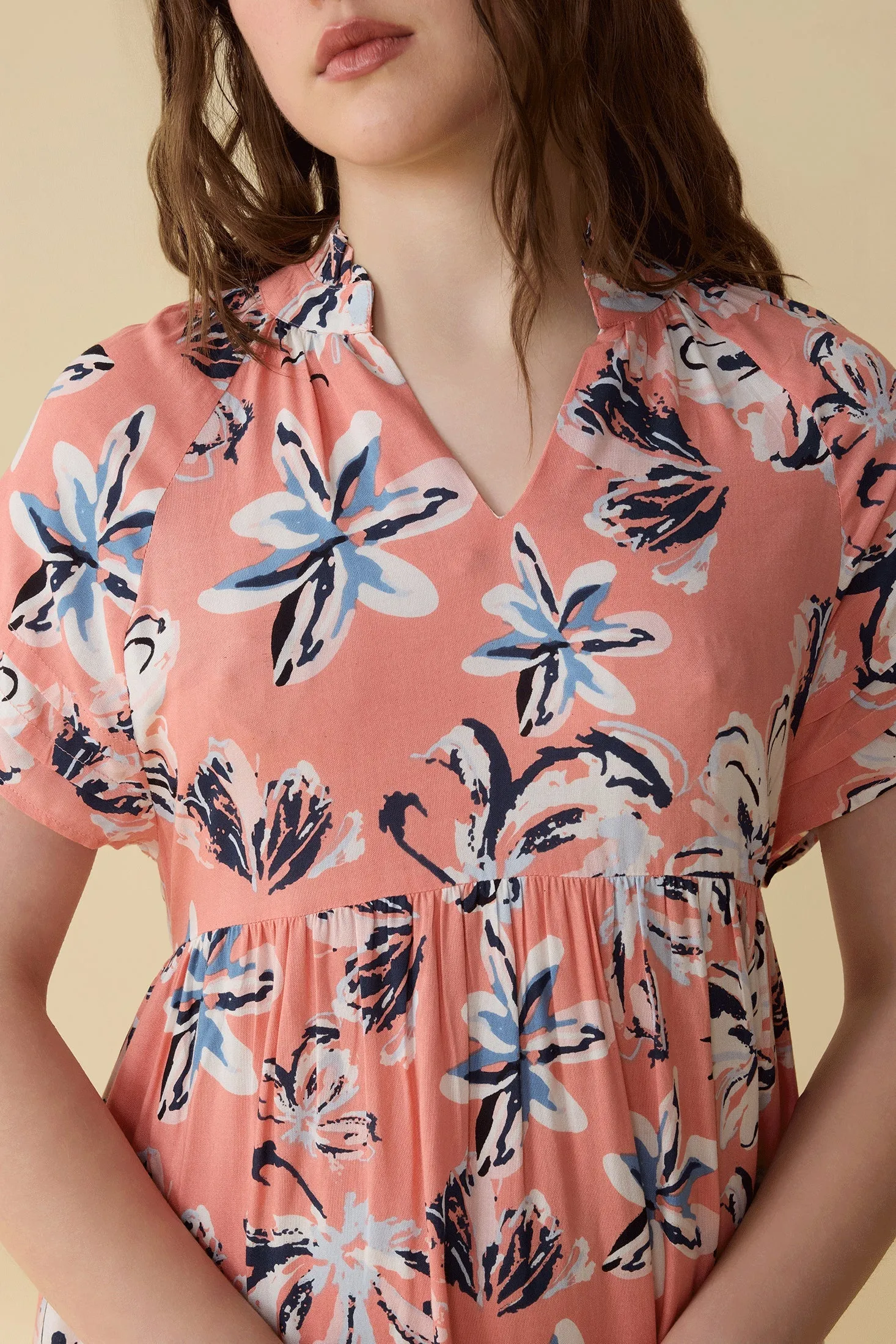Monique's Flower flow Dress  In Peach