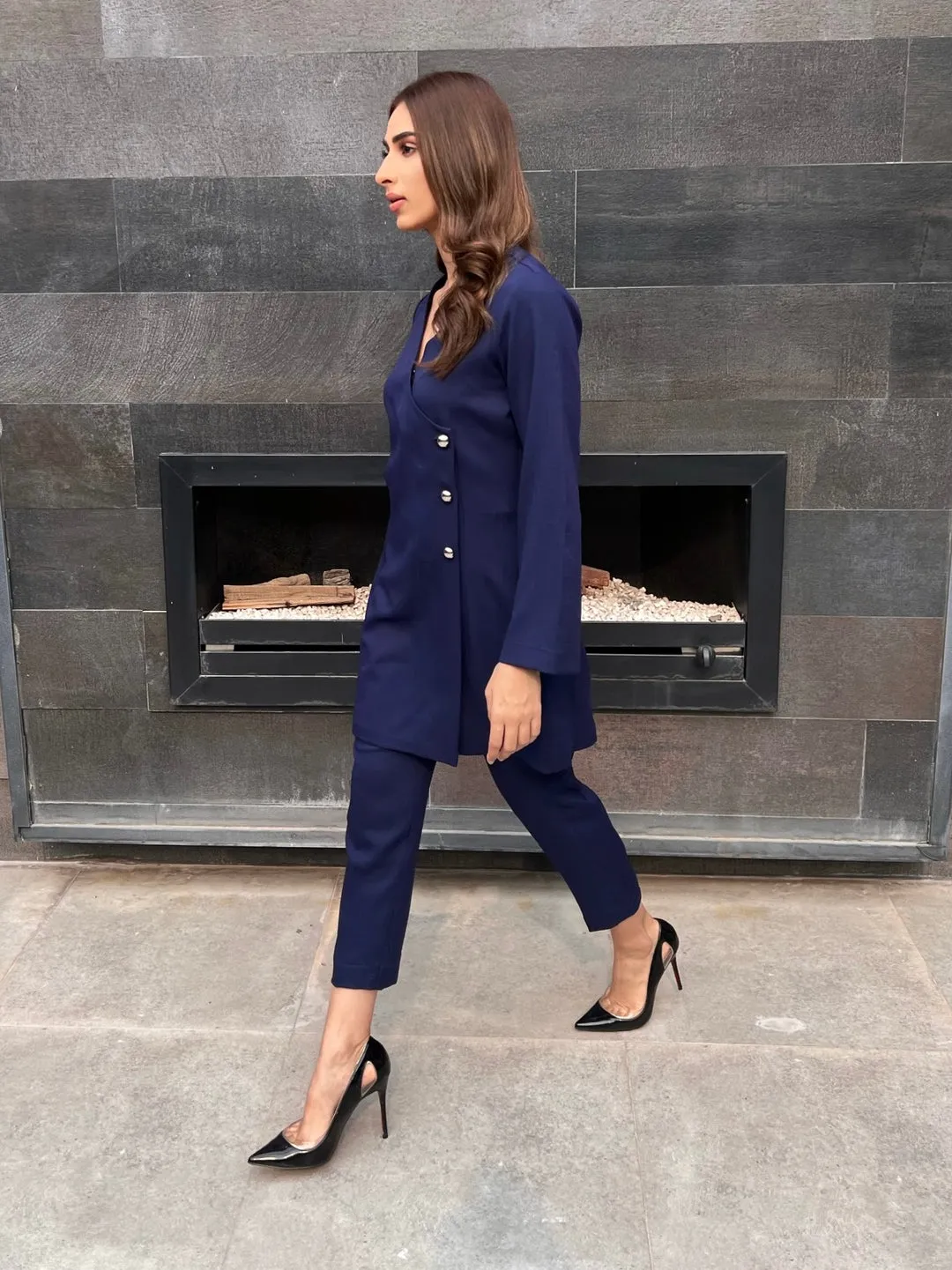 Navy Contour Blazer Set