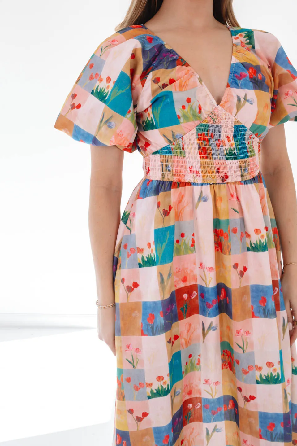Petal Patchwork Midi Dress - Multi