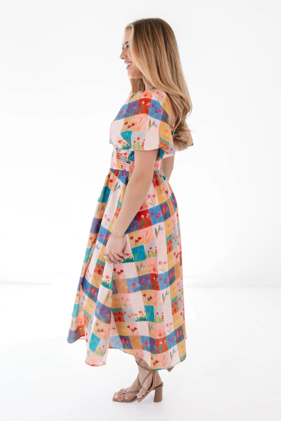 Petal Patchwork Midi Dress - Multi