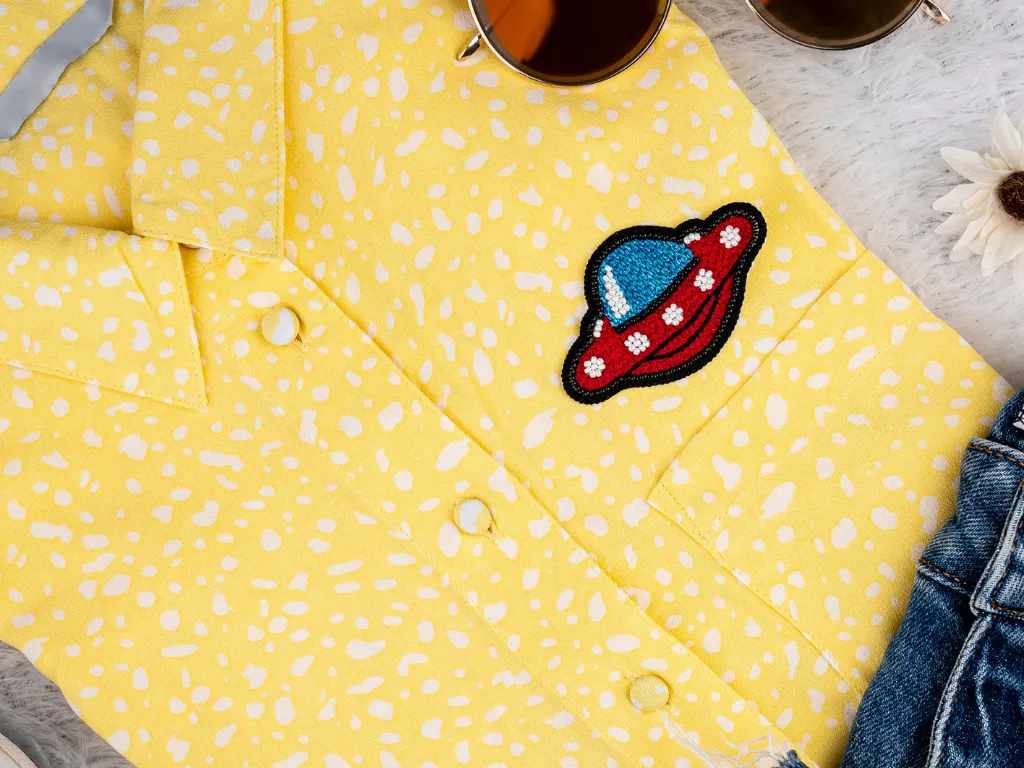 Red Spaceship Threadwork Patches
