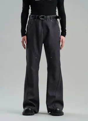 Rivet Element Diagonal Joint Line Loose-fitting Casual Pants