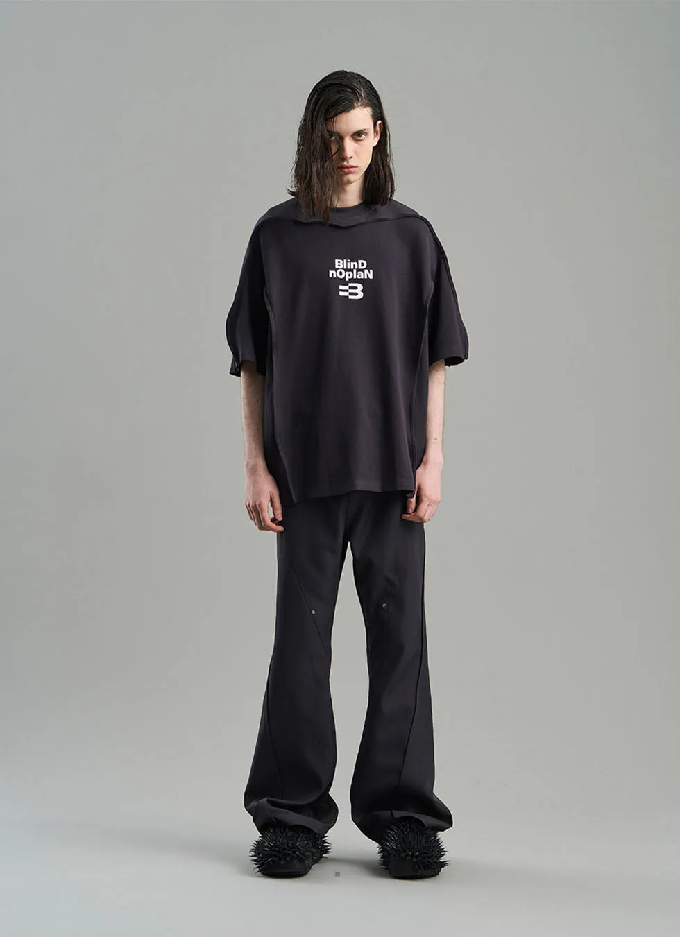 Rivet Element Diagonal Joint Line Loose-fitting Casual Pants