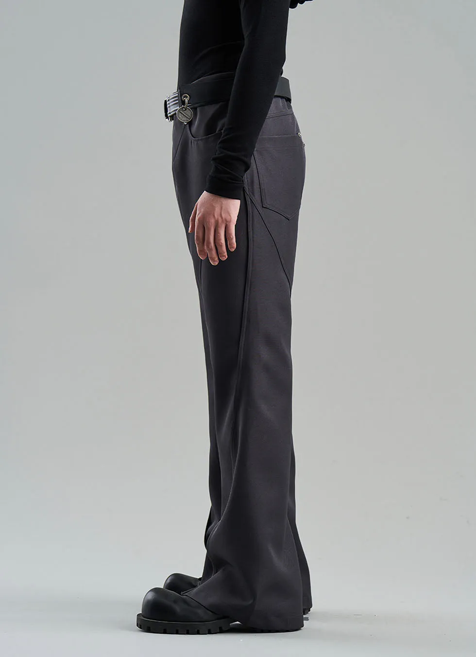 Rivet Element Diagonal Joint Line Loose-fitting Casual Pants