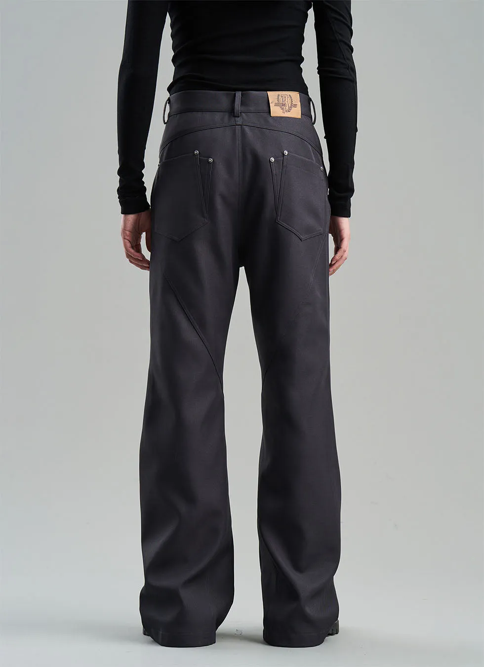 Rivet Element Diagonal Joint Line Loose-fitting Casual Pants
