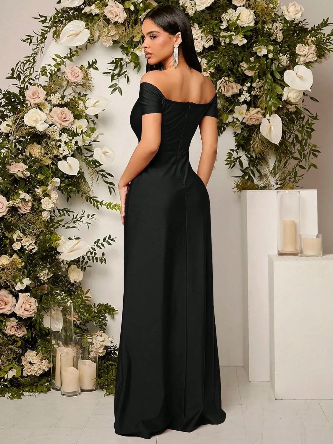 SISKIN Women's Formal Dresses Evening Semi Ball Gowns Off The Shoulder High Split Maxi Sleeveless Long Party Dress 2025