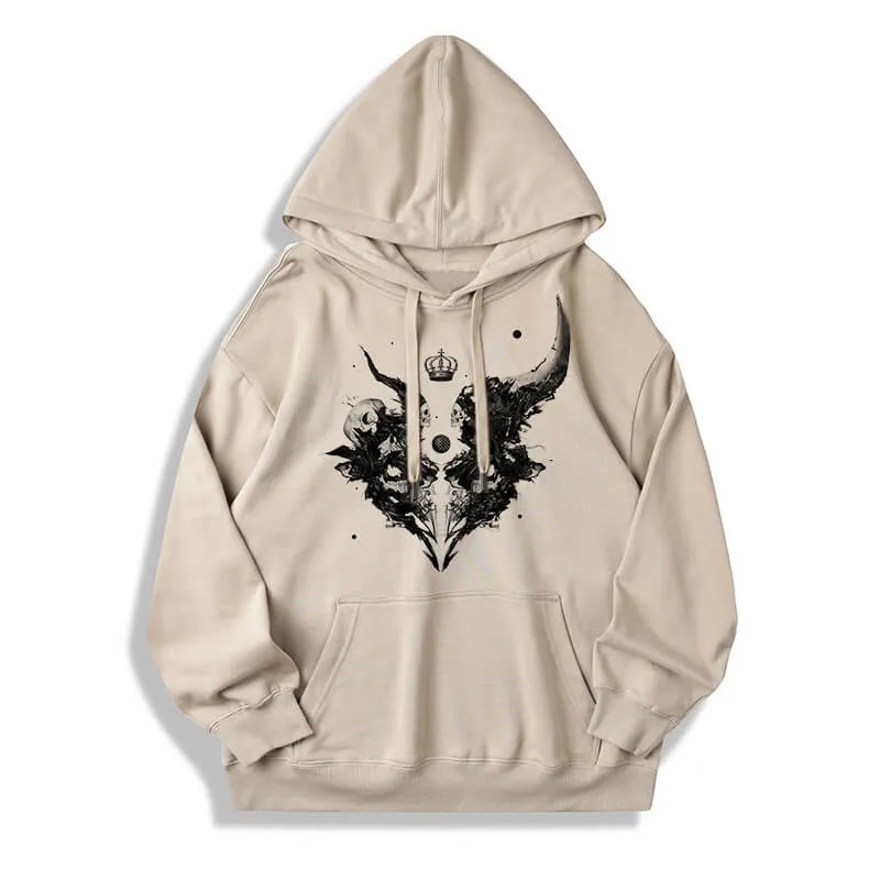 Skull Horns Baphomet Cotton Pullover Hoodie