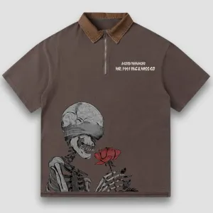 Skull Rose Print Tees