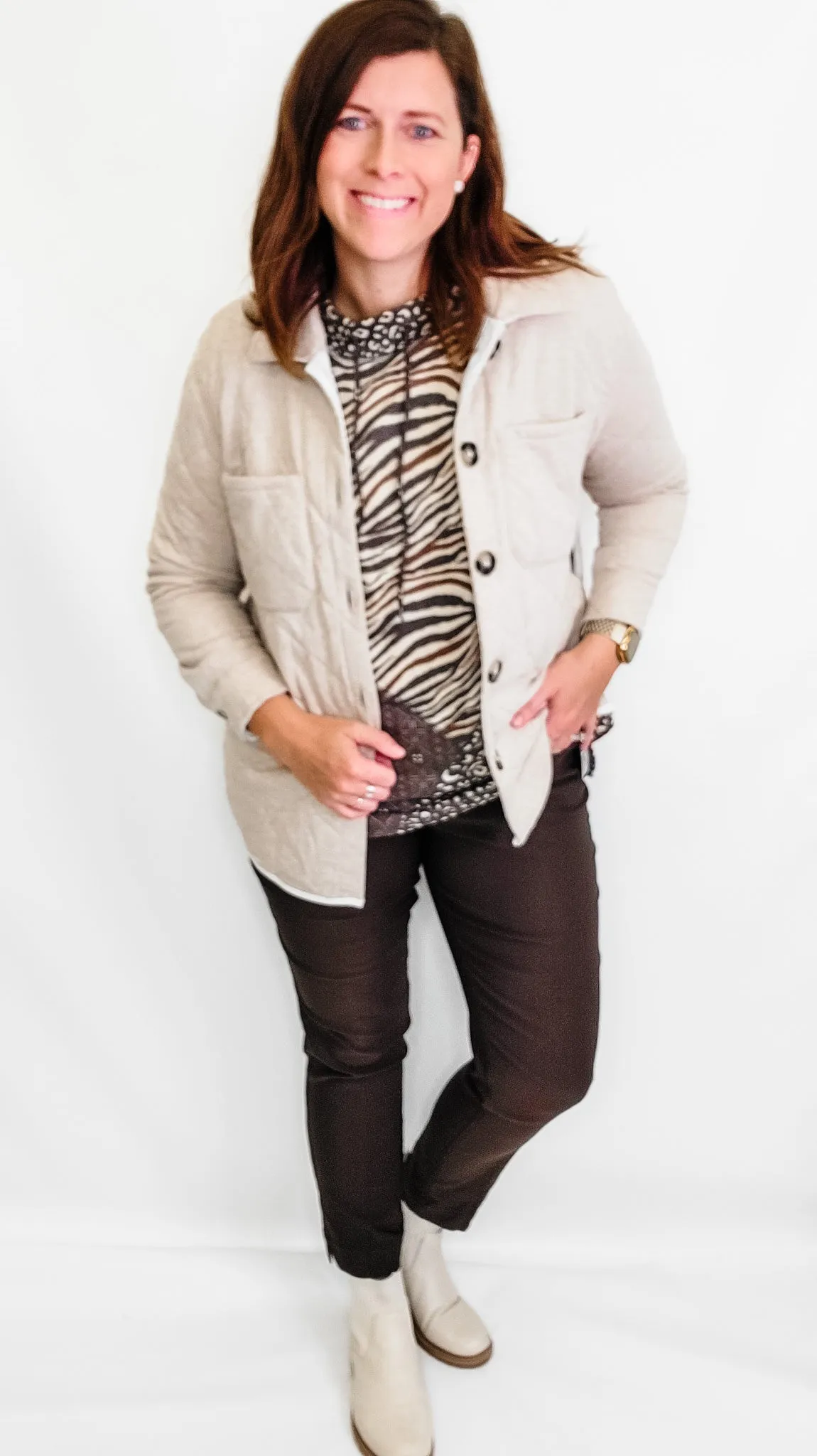 Slim-Sation by Multiples Ankle Pants in Mink Brown