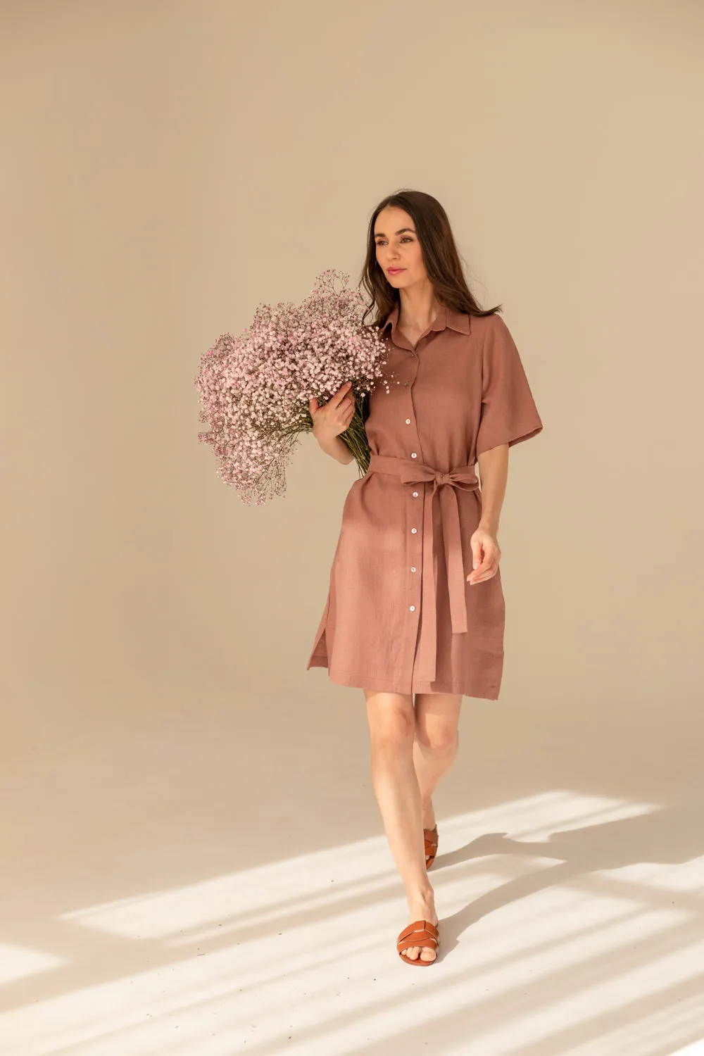 Soleil Linen Dress - Mocha Coffee