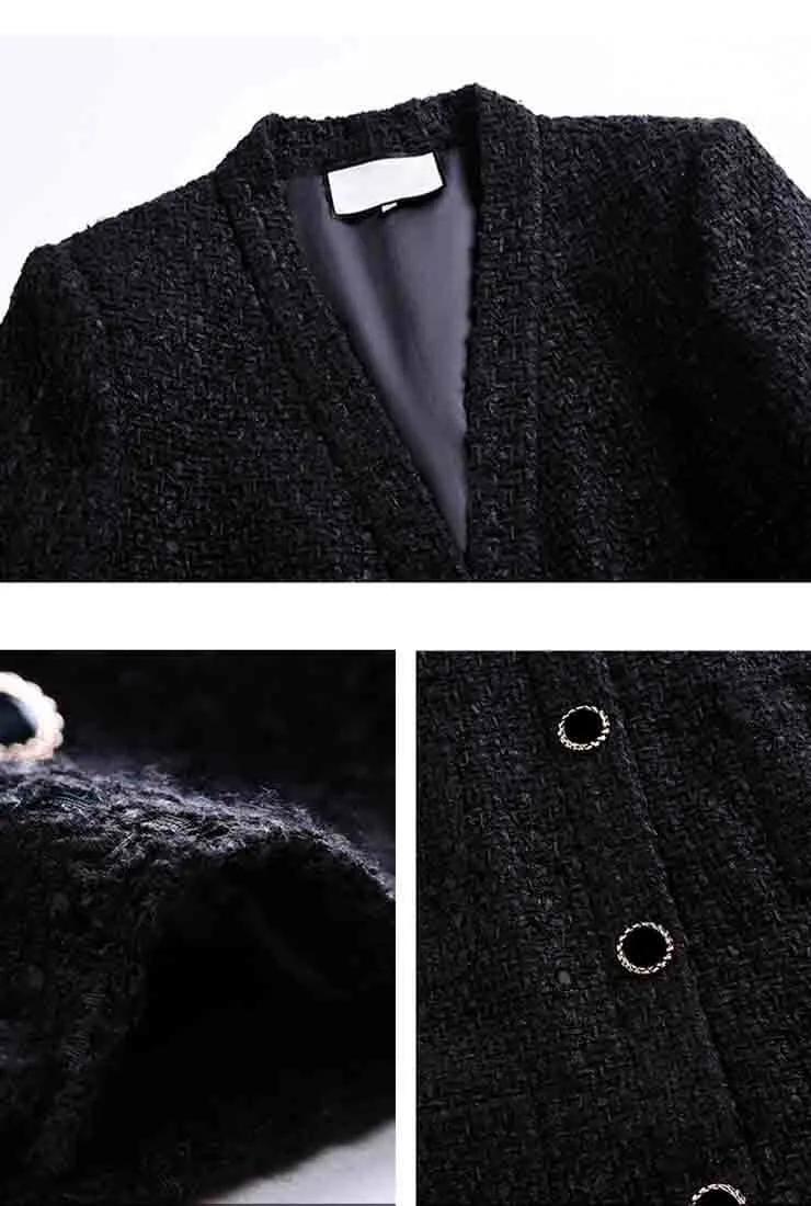 Spring/Autumn Tweed Business Shirt Dress