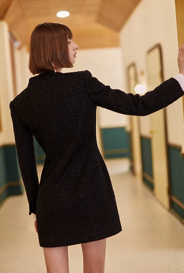 Spring/Autumn Tweed Business Shirt Dress