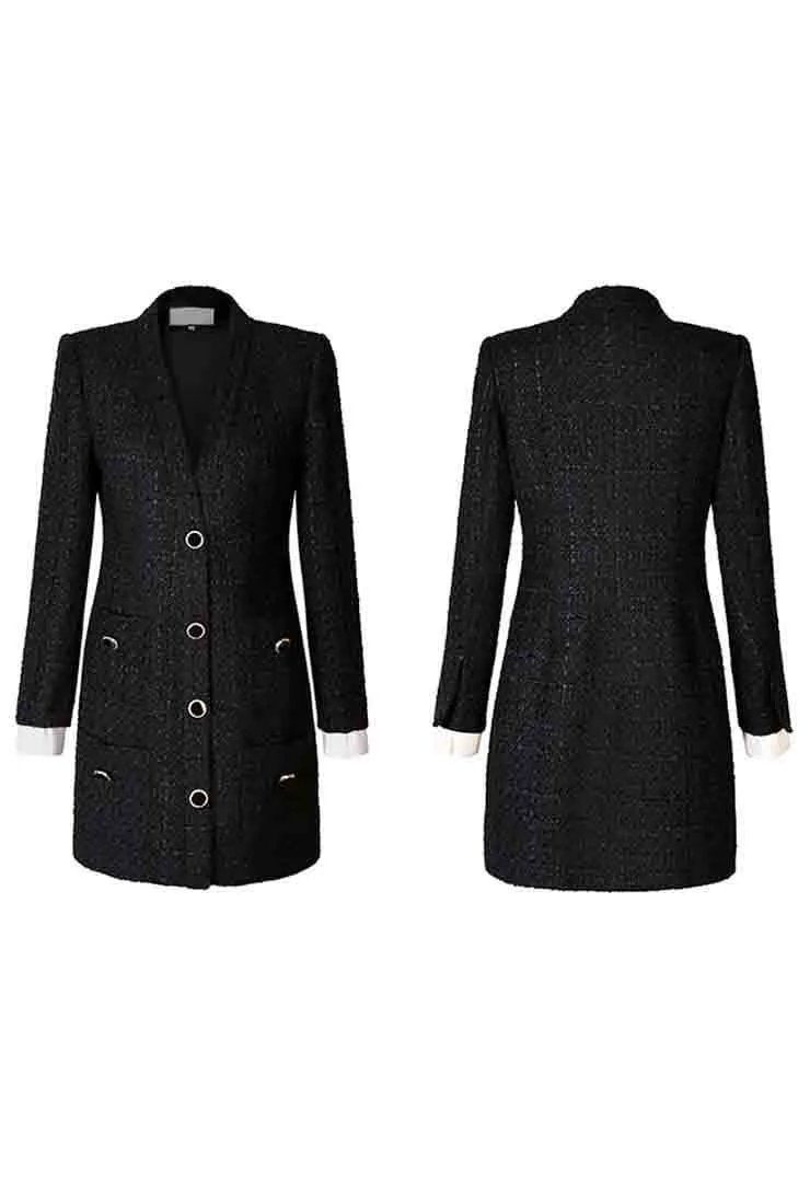 Spring/Autumn Tweed Business Shirt Dress