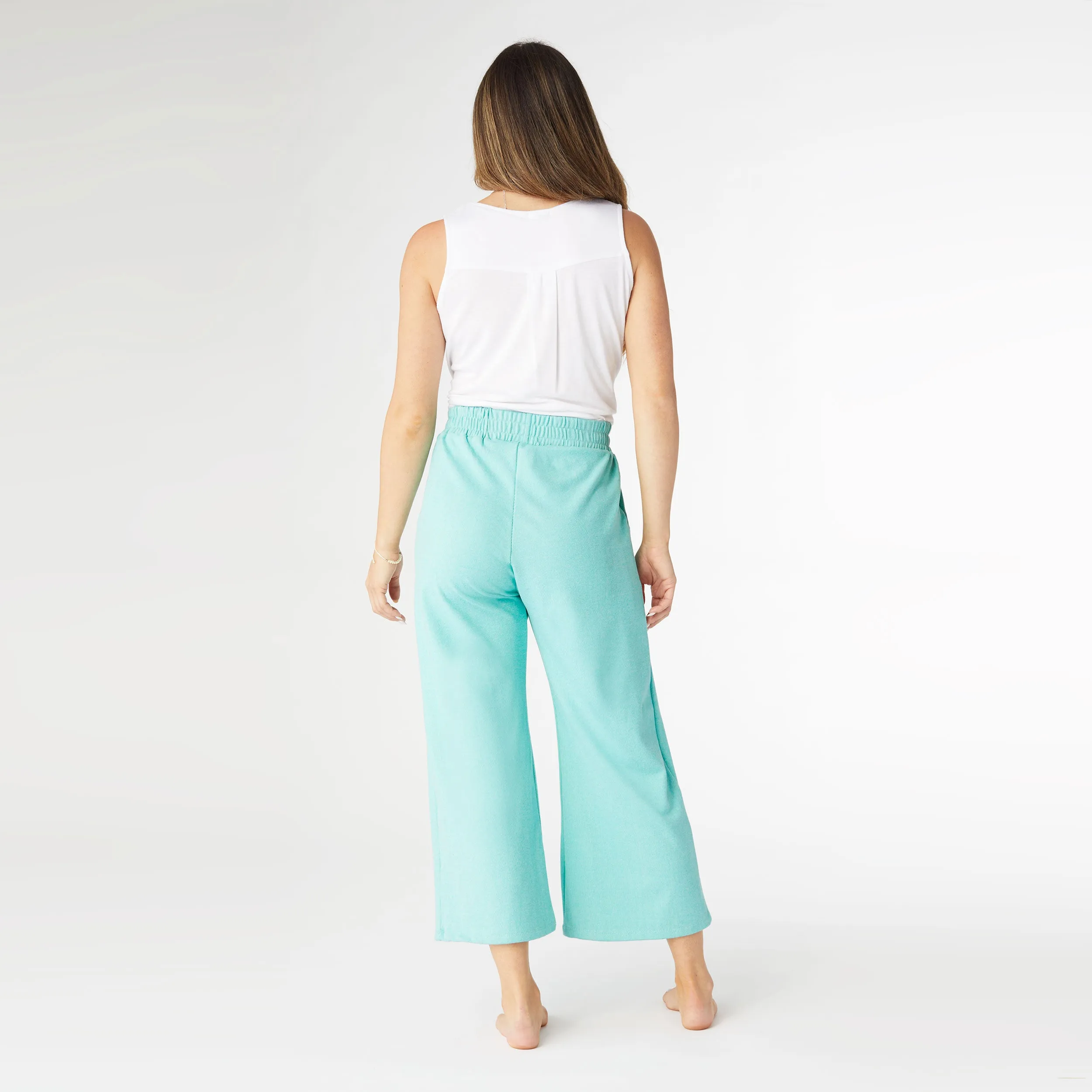 Weekend Brushed Pocket Crop  - Turquoise