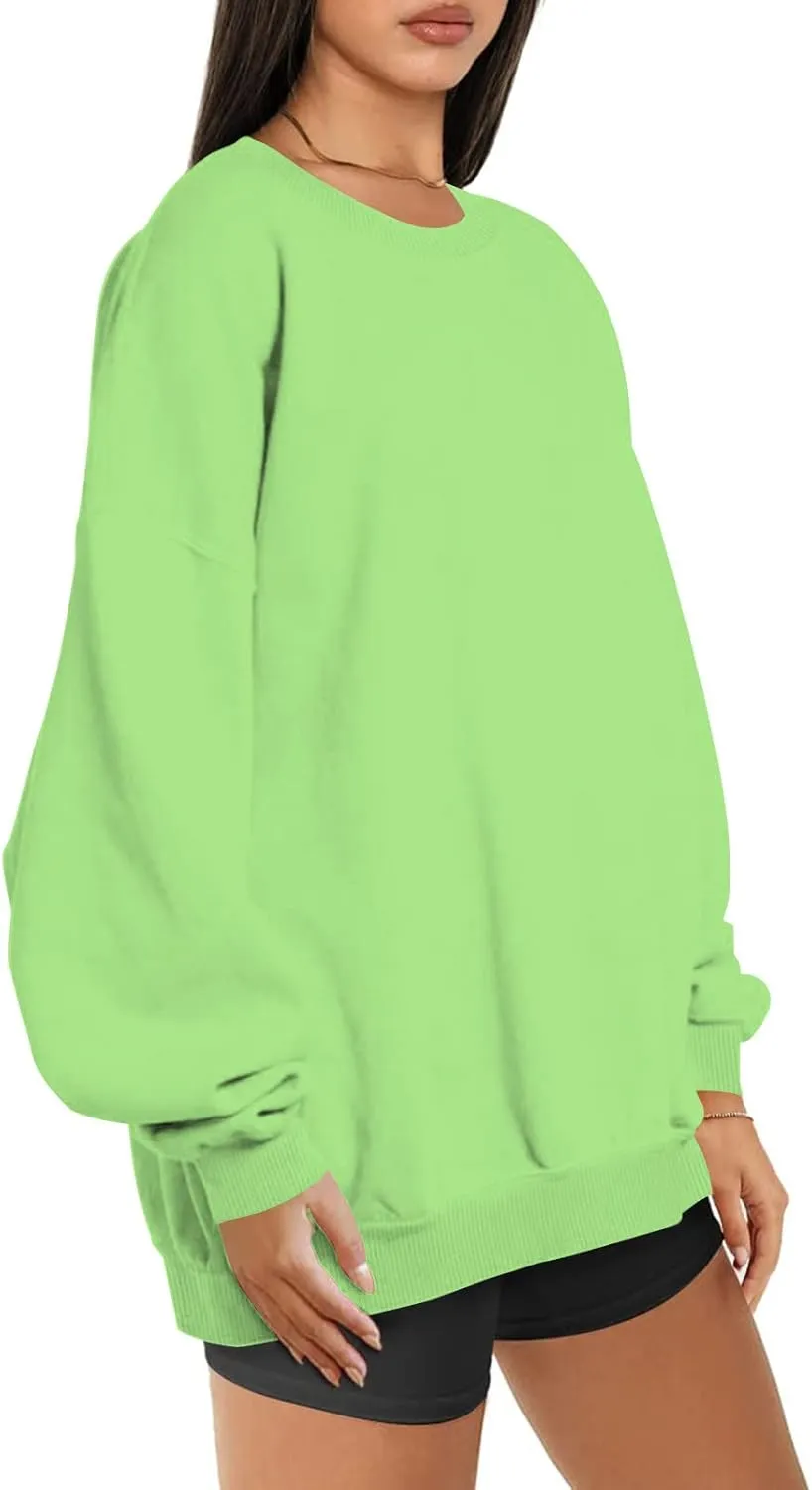 Women Oversized Sweatshirt 2023 Long Sleeve Round Neck Solid Dropped Hoodies Pullover Hoodless Casual Fashion Fall Sweaters