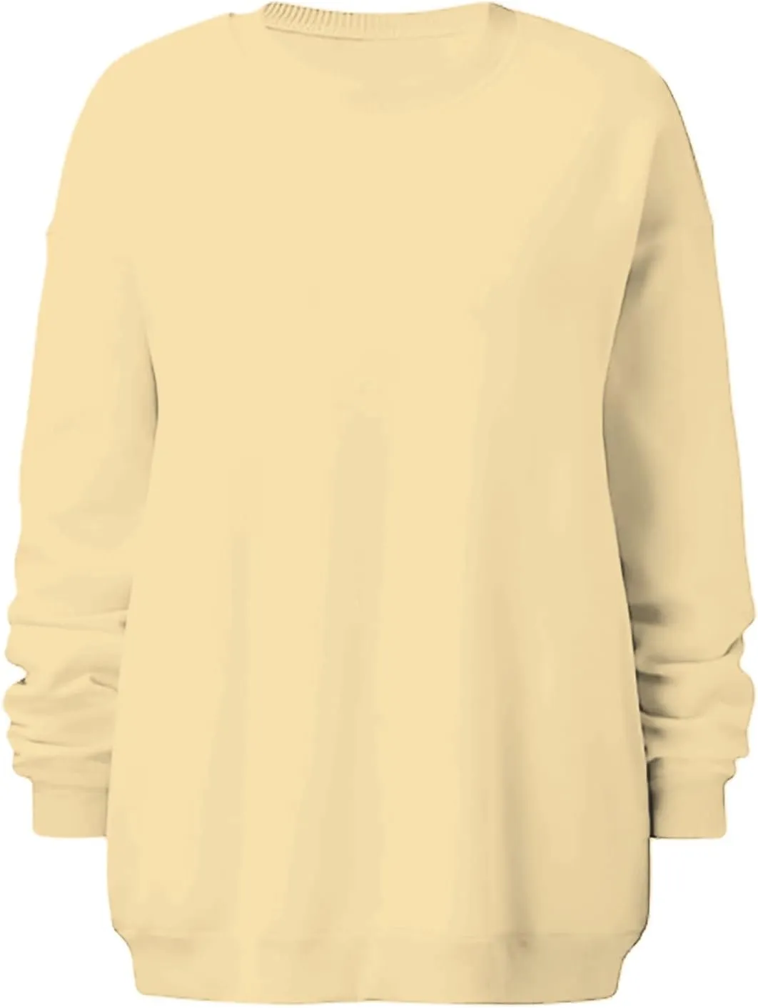 Women Oversized Sweatshirt 2023 Long Sleeve Round Neck Solid Dropped Hoodies Pullover Hoodless Casual Fashion Fall Sweaters