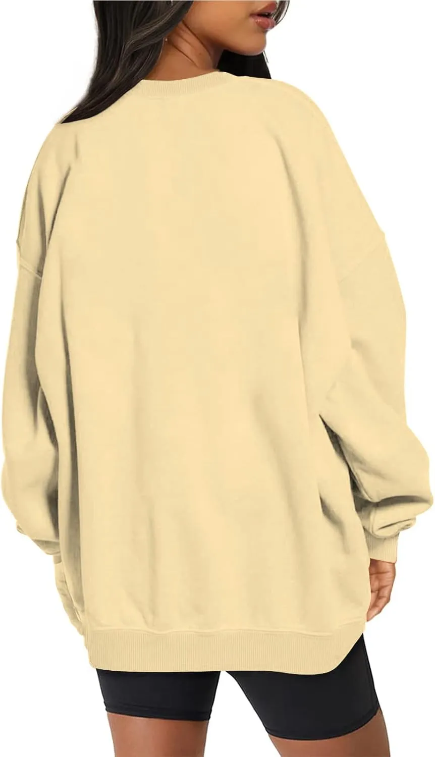 Women Oversized Sweatshirt 2023 Long Sleeve Round Neck Solid Dropped Hoodies Pullover Hoodless Casual Fashion Fall Sweaters