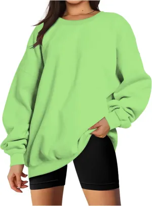Women Oversized Sweatshirt 2023 Long Sleeve Round Neck Solid Dropped Hoodies Pullover Hoodless Casual Fashion Fall Sweaters
