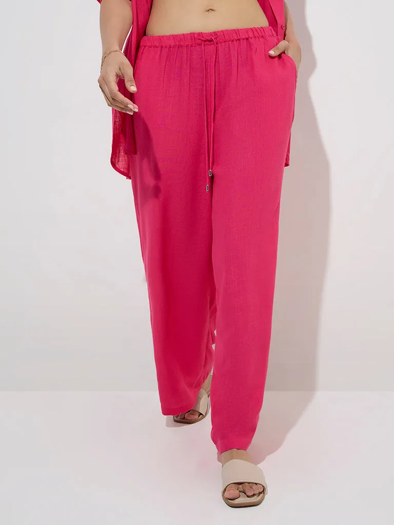 Wunderlove Fuchsia High-Rise Beach Pants