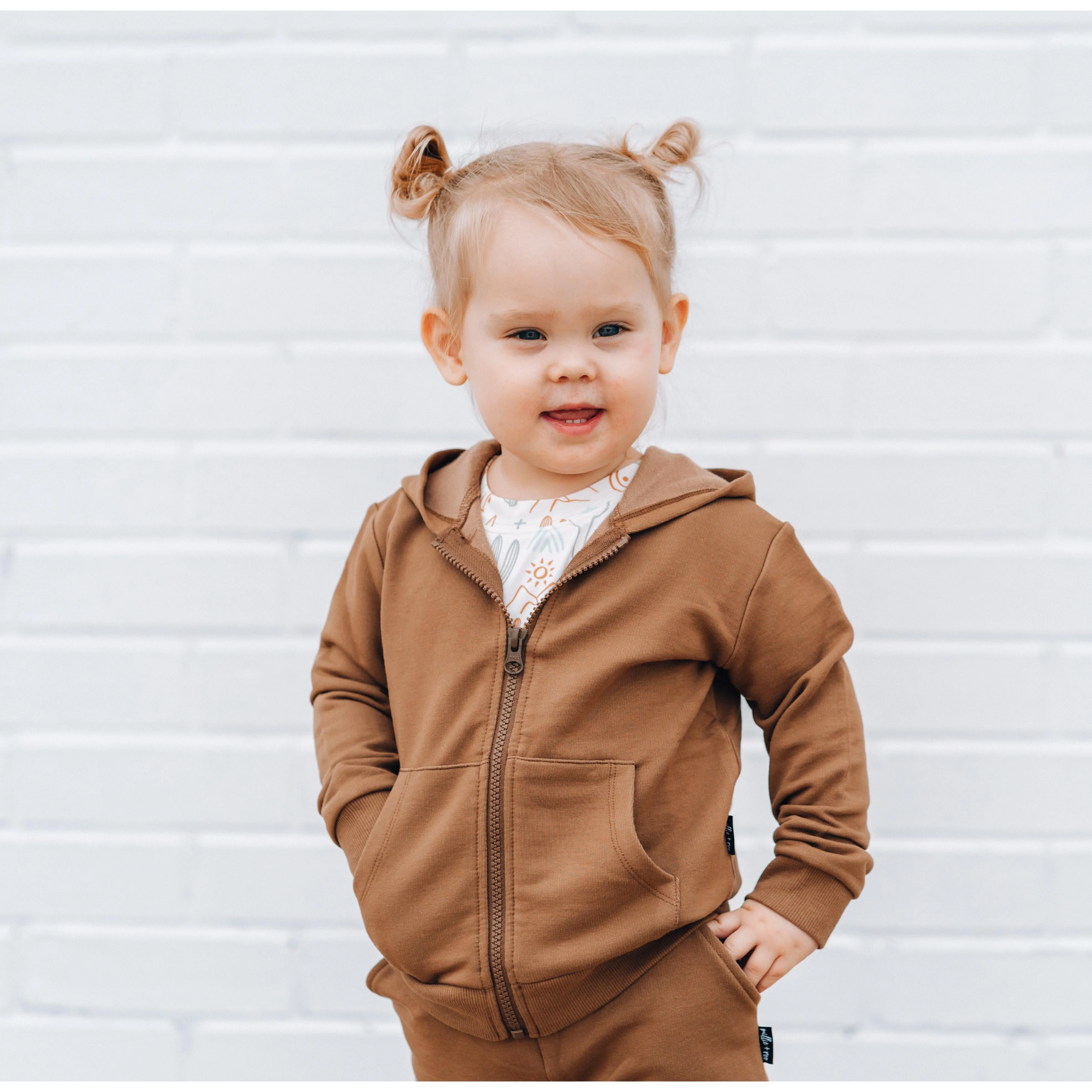 ZIP HOODIE- Bark Bamboo French Terry